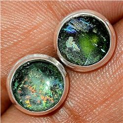 Ancient Roman Glass Shard Sterling Post Earrings