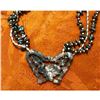 Image 1 : Carved Agate, Silver & Hematite Multi-Strand Butterfly Necklace