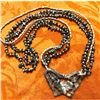 Image 2 : Carved Agate, Silver & Hematite Multi-Strand Butterfly Necklace