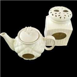Ceramic Teapot & Tea Caddy Canister Set