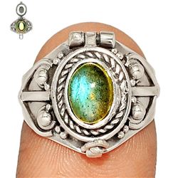 Rare Labradorite & Sterling Silver Poison Ring
