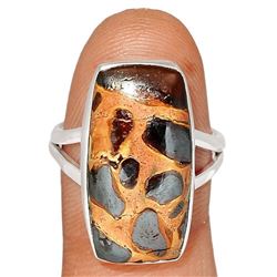 Stomatolite Fossil 925 Sterling Silver Jewelry Ring s.7