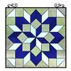 Image 1 : Geometric Cubist Design Stained Art Glass Hanging Window Panel