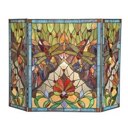 Tiffany Victorian-style Dragonfly Folding Fireplace Screen