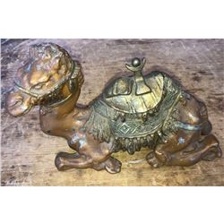 Large Antique Cold Painted Metal Camel Inkwell