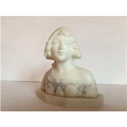 Lovely Small Italian Alabaster Bust of a Young Girl