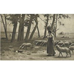 Vintage c1920â€™s Half-tone Print, #618 The Shepherdess