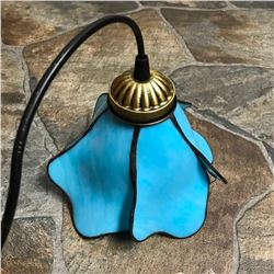 Blue Glass Flower Hanging Plug-In, Convertible Pendant Ceiling Light