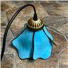 Image 1 : Blue Glass Flower Hanging Plug-In, Convertible Pendant Ceiling Light