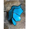 Image 3 : Blue Glass Flower Hanging Plug-In, Convertible Pendant Ceiling Light