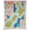 Image 1 : OR. 1951 NEW ZEALAND GRAPHIC TRAVEL MAP/ POSTER#1425727