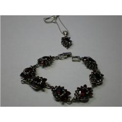 Stamped 925 Garnet Bracelet and Pendant #1440531