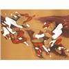 Signed Piece  Brown and Red Abstract #1457891