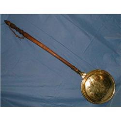 FINE 18TH CENTURY CHASED BRASS WARMING PAN #1458138