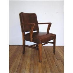 Brown Upholstered Leather Maple arm chair #1458184