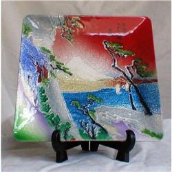 CLOISONNE ENAMEL PICTORAL TRAY,SIGNED. JAPANESE#1458205