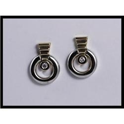 14K White and Yellow Gold Diamond Earrings #1458282