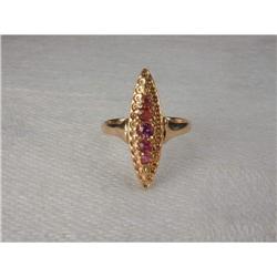 Estate 14K Pink Rose Gold Marquise Ruby Ring #1458415
