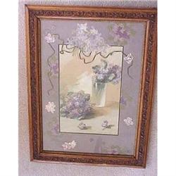 Watercolor of violets in a vase #1458472