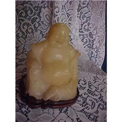 Soapstone Buddha on wooden base #1458475
