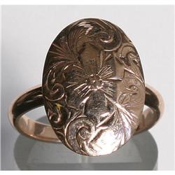 Estate Hand Engraved Floral Ring Rose Gold 14kt#1458509