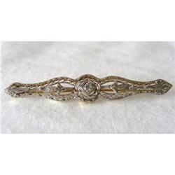 14k  and Diamond Bar Pin c1920 #1458618