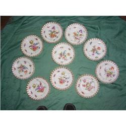 10 hand-painted 19th century Dresden pastry #1458631