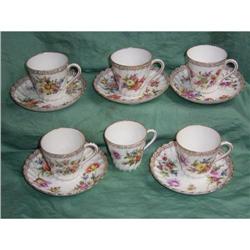 19th century Hand-painted Dresden 6 cups &  5 #1458635