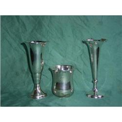 2 silver vases and one silver cup. #1458656