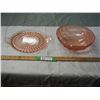 Image 1 : (2) PINK GLASS PIECES (BOWL HAS SMALL CHIPS)