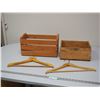 Image 1 : 2 VINTAGE WOODEN CLOTHES HANGERS & 2 WOODEN CRATES