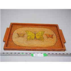 VINTAGE WOODEN TRAY 11 3/4 X 16 3/4