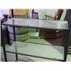 Image 3 : METAL SHELF WITH 4 GLASS INSERTS (36 X 15 X 7 IN TALL) TOP GLASS BROKEN)