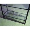 Image 4 : METAL SHELF WITH 4 GLASS INSERTS (36 X 15 X 7 IN TALL) TOP GLASS BROKEN)