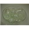 Image 2 : Clear glass punch bowl with glass cups from different sets