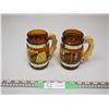 Image 1 : Vintage glass cups with wooden handles - Sask and Canada advertising cups
