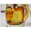 Image 5 : Vintage glass cups with wooden handles - Sask and Canada advertising cups