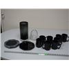 Image 1 : Lot of black cups and plates plus glass ware