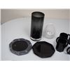 Image 3 : Lot of black cups and plates plus glass ware