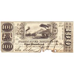 1850 $100 North River Banking Co, NY Obsolete Note