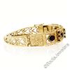 Image 4 : Vintage 14kt Yellow Gold 4.50 ctw Garnet Etched Open Wide Bangle Bracelet