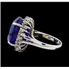 Image 3 : 22.03 ctw Tanzanite and Diamond Ring - 14KT White Gold