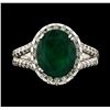 Image 2 : 3.70 ctw Emerald and Diamond Ring - 14KT White Gold