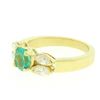 Image 4 : 18kt Yellow Gold 1.73 ctw Round Emerald and Marquise Diamond Ring