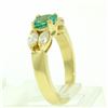 Image 9 : 18kt Yellow Gold 1.73 ctw Round Emerald and Marquise Diamond Ring