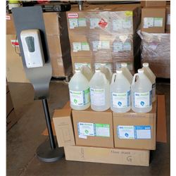 Touchless Auto Dispenser, Floor Stand & 8 Gal Bottles Sanitizer 80%Liq/70%Gel