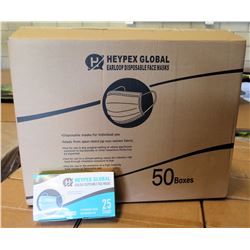 Qty 1 Box (50 Pkg) Heypex Global Disposable Face Masks (25 Masks/Pkg)