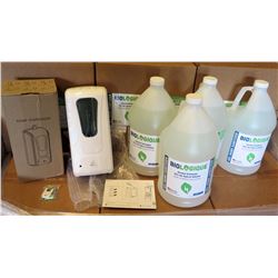 Touchless Auto Dispenser w/ Mount & 4 Gal Bottles Sanitizer 70%Gel