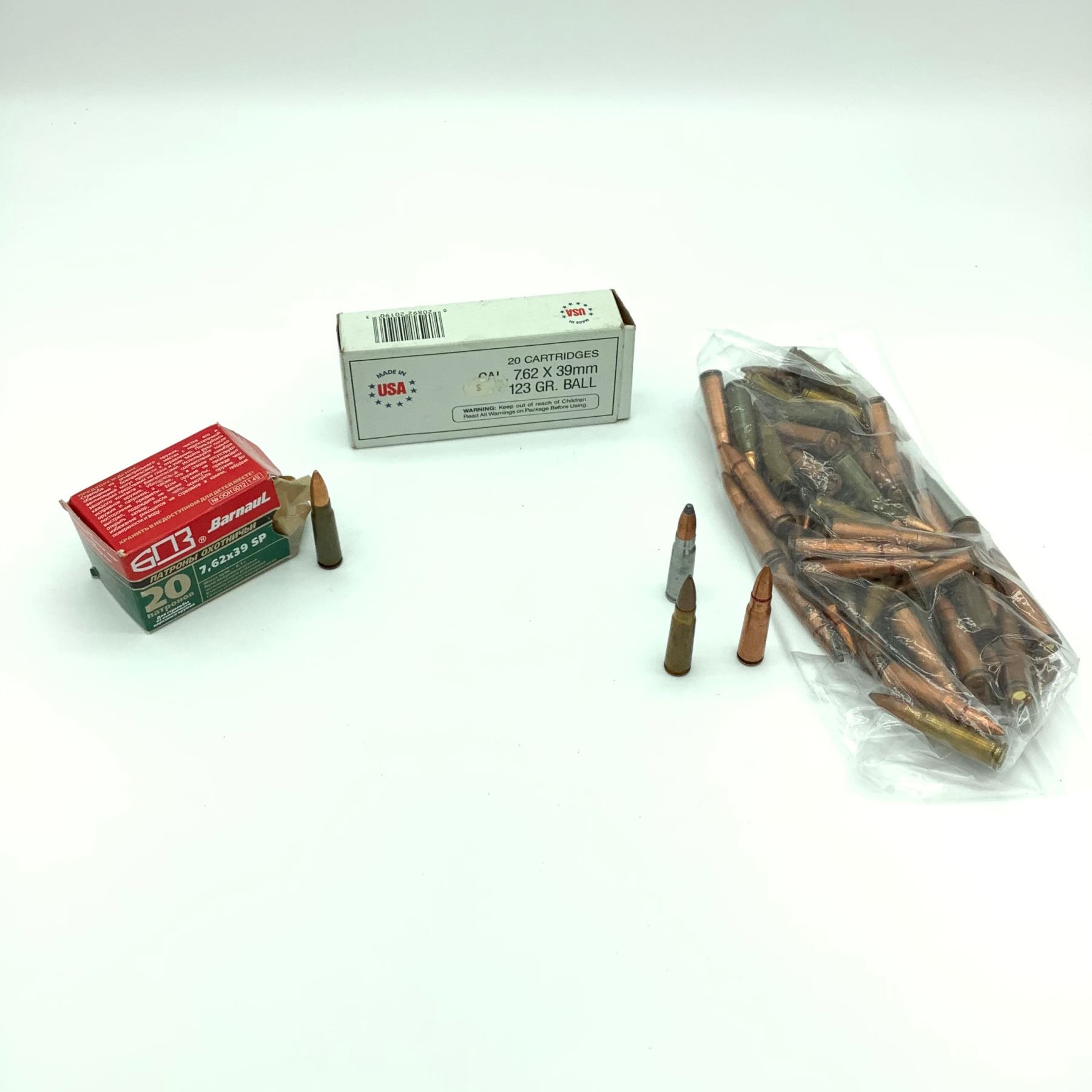 Assorted 7.62 X 39 ammunition, Approx 100 Rounds