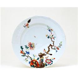 19C Chinese Export Famille Rose Plate w Bird #1417056